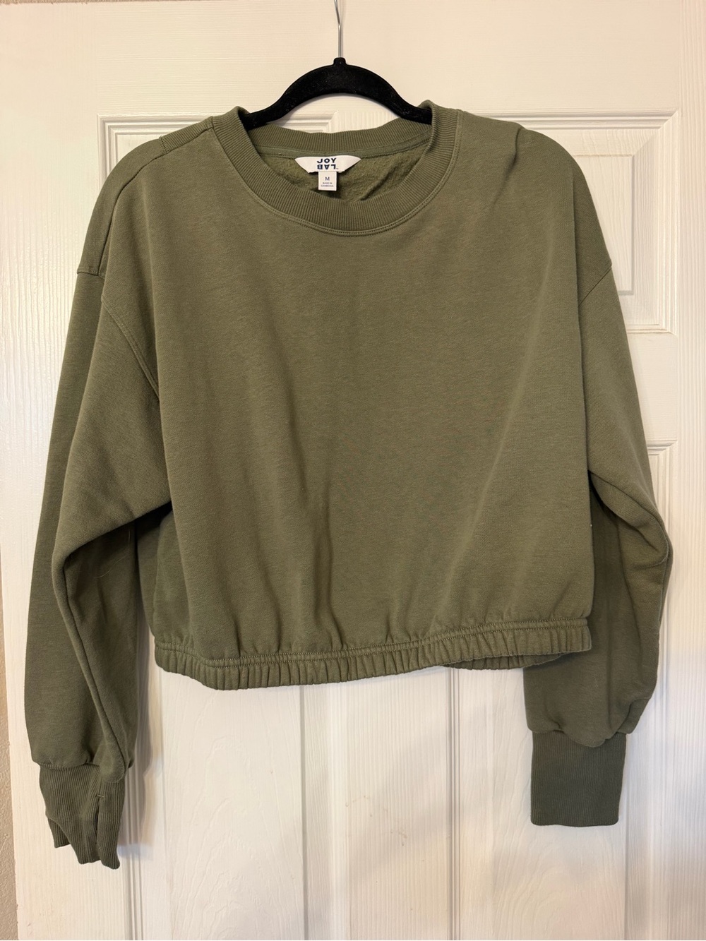 JoyLab Olive Green Cropped Crew Sweatshirt